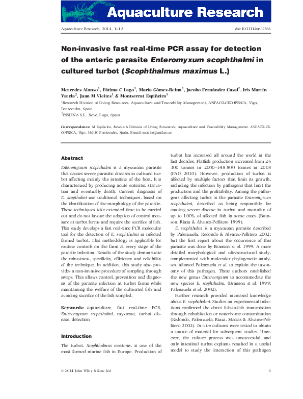 (PDF) Non-invasive fast real-time PCR assay for detection of the ...