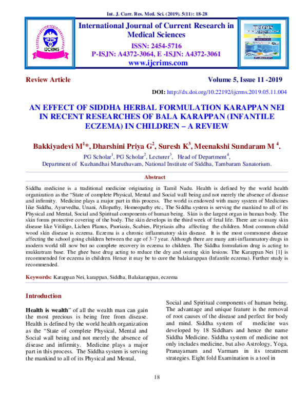 (PDF) AN EFFECT OF SIDDHA HERBAL FORMULATION KARAPPAN NEI IN RECENT ...
