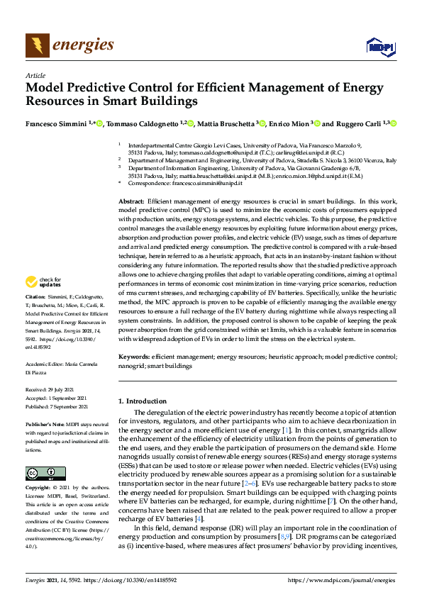 (PDF) Model Predictive Control for Efficient Management of Energy ...
