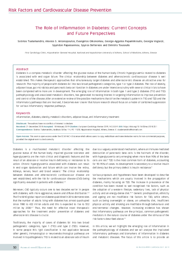 (PDF) The Role of Inflammation in Diabetes: Current Concepts and Future ...