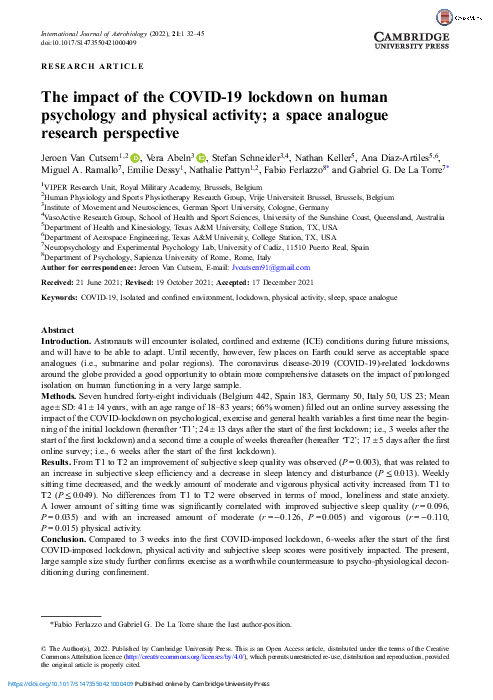(PDF) The impact of the COVID-19 lockdown on human psychology and ...