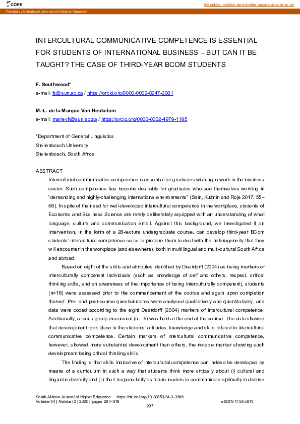 (PDF) Intercultural communicative competence is essential for students ...