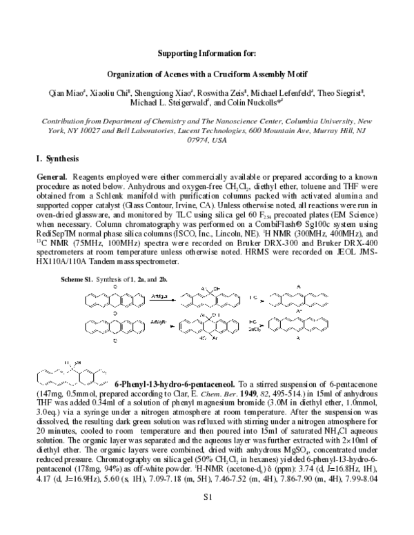 (PDF) Organization of Acenes with a Cruciform Assembly Motif