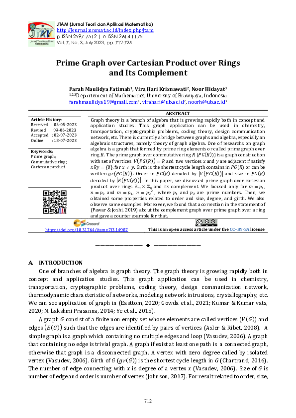 (PDF) Prime Graph over Cartesian Product over Rings and Its Complement
