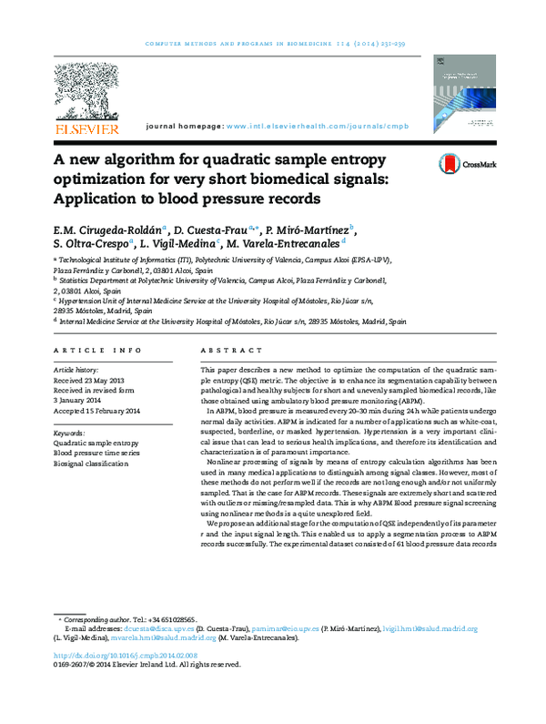 (PDF) A new algorithm for quadratic sample entropy optimization for ...