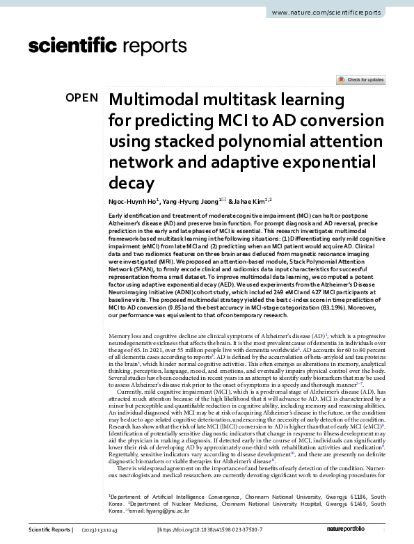 (PDF) Multimodal multitask learning for predicting MCI to AD conversion ...