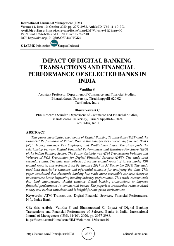 (PDF) IMPACT OF DIGITAL BANKING TRANSACTIONS AND FINANCIAL PERFORMANCE ...