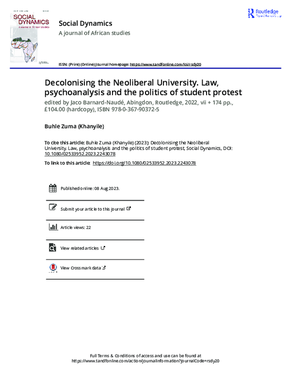 (PDF) Decolonising the Neoliberal University. Law, psychoanalysis and ...