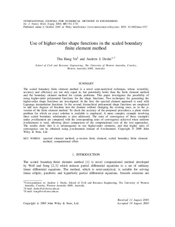 (PDF) Use of higher-order shape functions in the scaled boundary finite ...