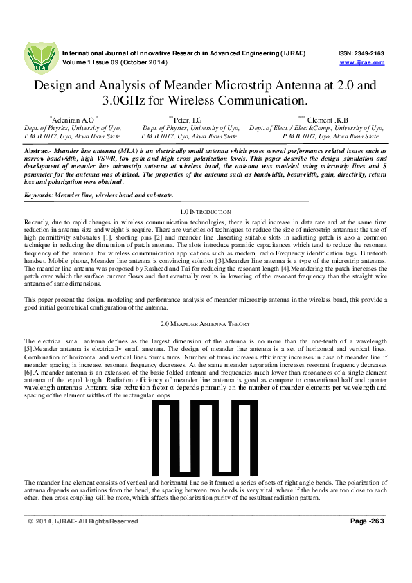 (PDF) Design and Analysis of Meander Microstrip Antenna at 2.0 and 3 ...