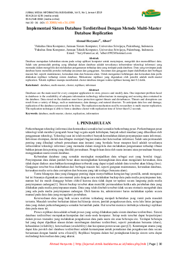 (PDF) Implementasi Sistem Database Terdistribusi Dengan Metode Multi ...