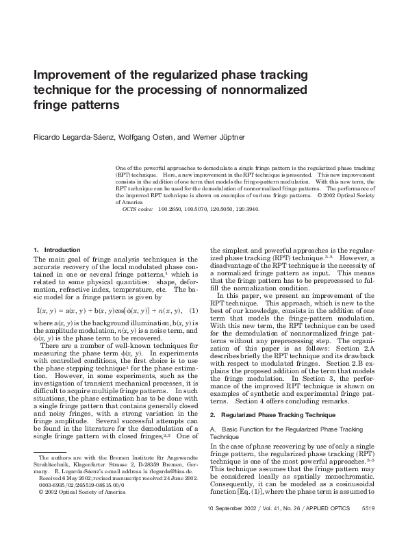 (PDF) Improvement of the regularized phase tracking technique for the ...