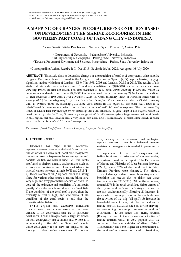 (PDF) A Mapping of Changes in Coral Reefs Condition Based on ...