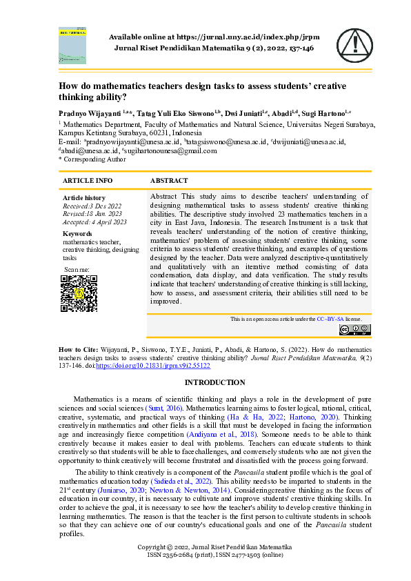 (PDF) How do mathematics teachers design tasks to assess students ...