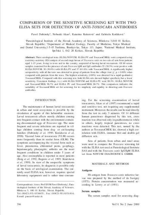 (PDF) Comparison of the sensitive screening kit with two ELISA sets for ...