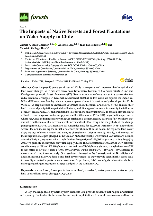 (PDF) The Impacts of Native Forests and Forest Plantations on Water ...