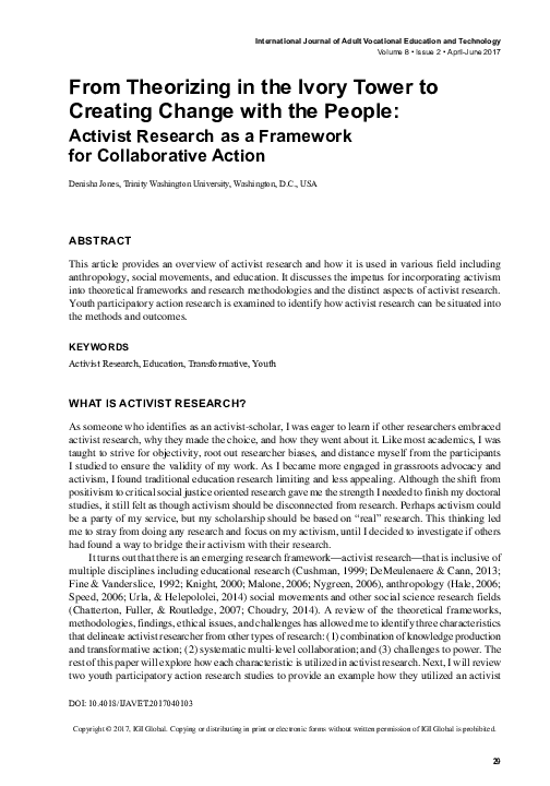 (PDF) From Theorizing in the Ivory Tower to Creating Change with the People