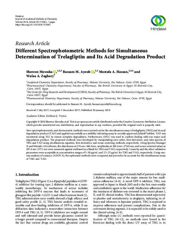 (PDF) Different Spectrophotometric Methods for Simultaneous ...