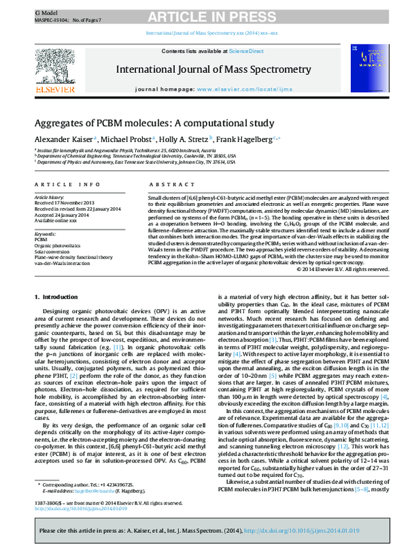 (PDF) Aggregates of PCBM molecules: A computational study