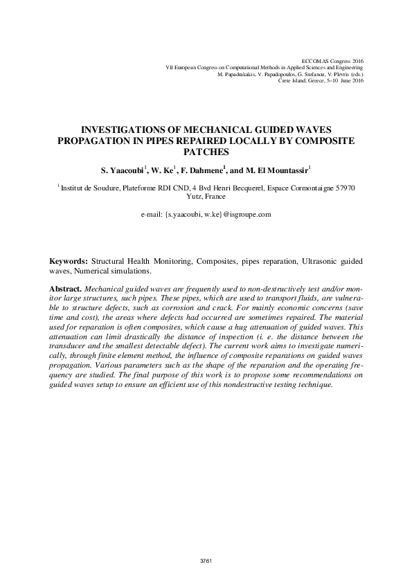 (PDF) Investigations of Mechanical Guided Waves Propagation in Pipes ...