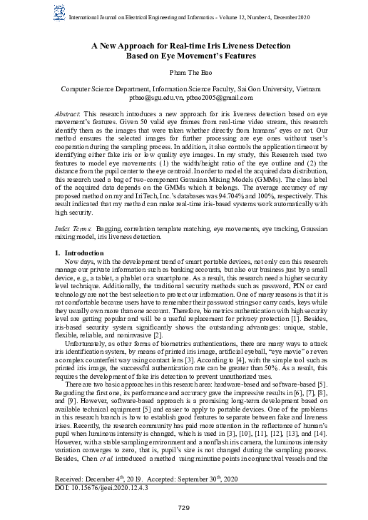 (PDF) A New Approach for Real-time Iris Liveness Detection Based on Eye ...