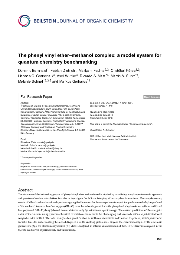 (PDF) The phenyl vinyl ether-methanol complex: a model system for ...