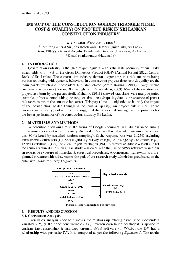 (PDF) IMPACT OF THE CONSTRUCTION GOLDEN TRIANGLE (TIME, COST & QUALITY ...