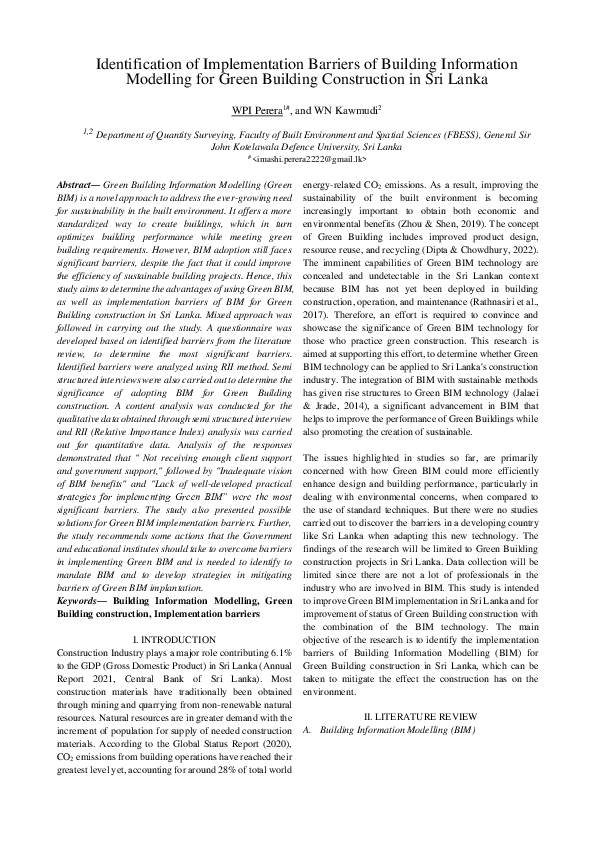 (PDF) Identification of Implementation Barriers of Building Information ...