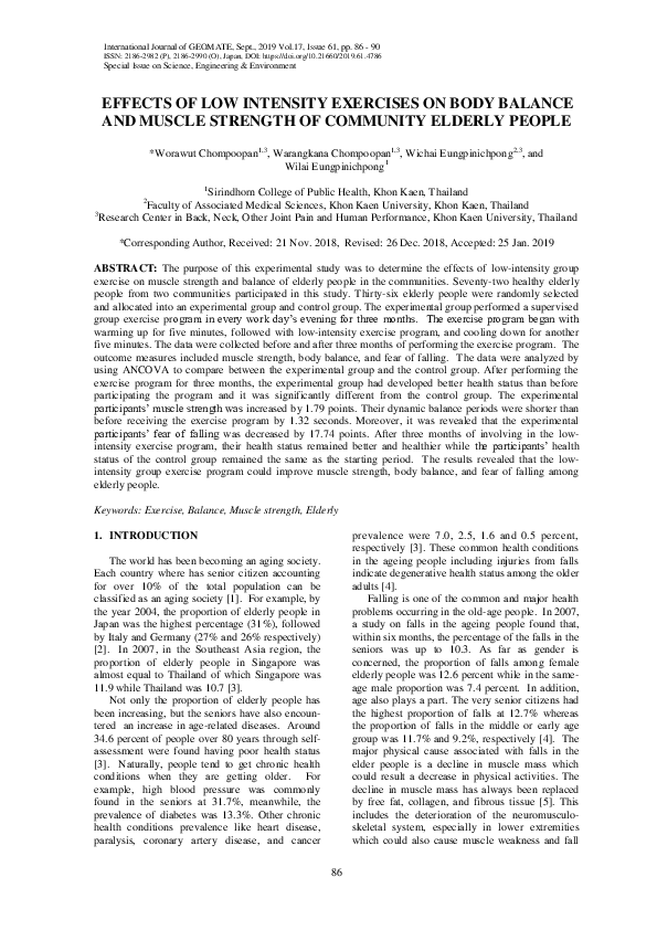 (PDF) Effects of Low Intensity Exercises on Body Balance and Muscle ...