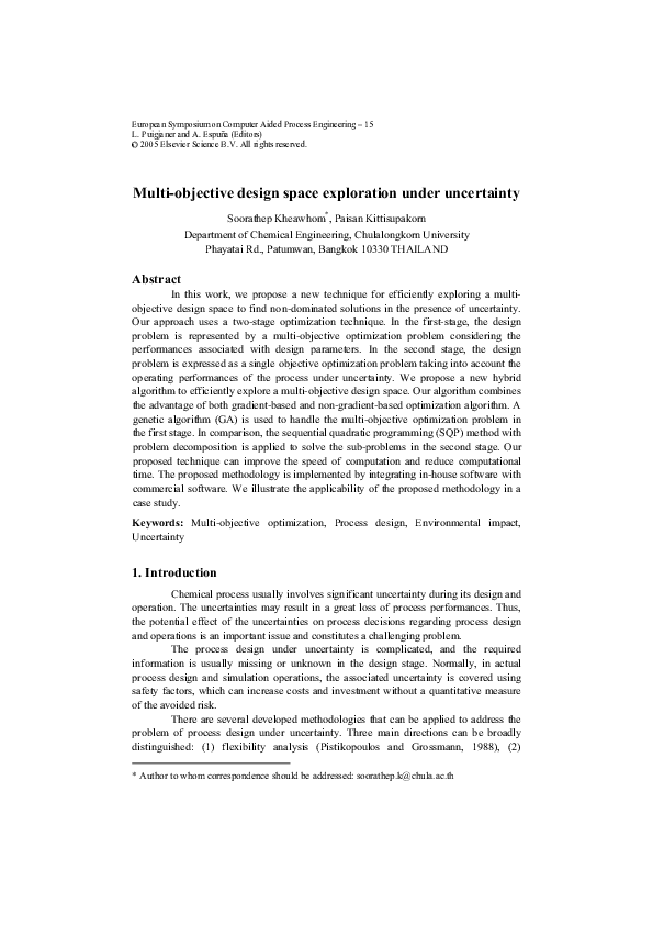 (PDF) Multi-objective design space exploration under uncertainty