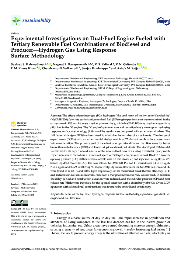 (PDF) Experimental Investigations on Dual-Fuel Engine Fueled with ...