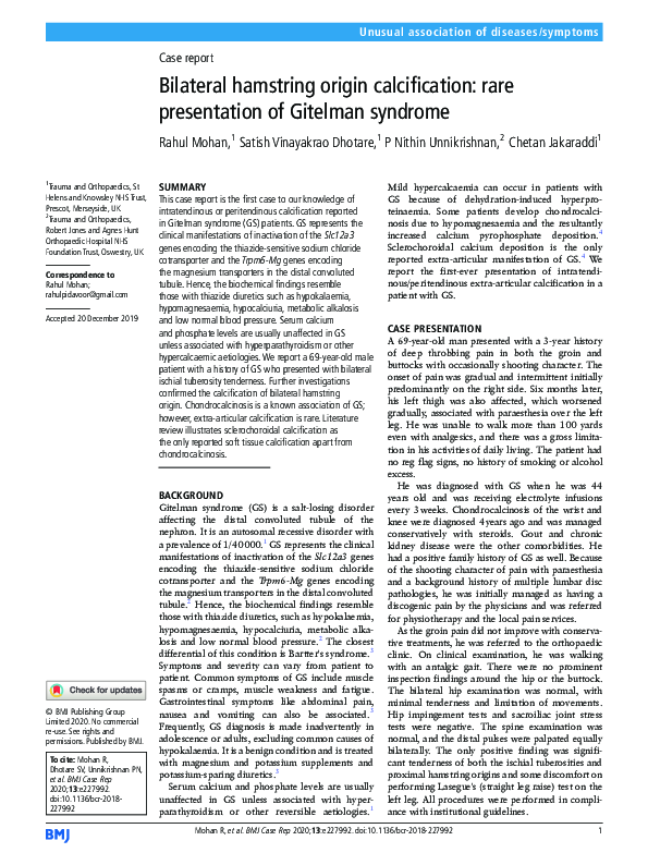 (PDF) Bilateral hamstring origin calcification: rare presentation of ...