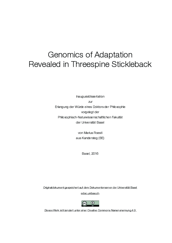 (PDF) Genomics of adaptation revealed in threespine stickleback