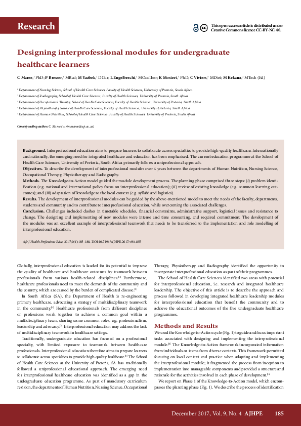 (PDF) Designing interprofessional modules for undergraduate healthcare ...