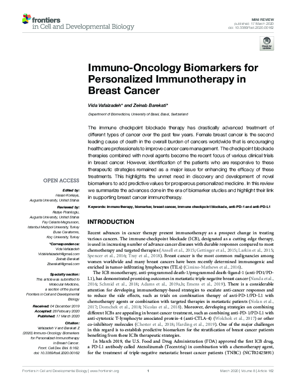 (PDF) Immuno-Oncology Biomarkers for Personalized Immunotherapy in ...