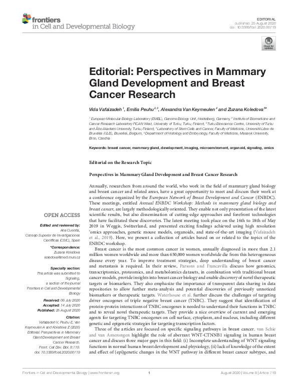 (PDF) Editorial: Perspectives in Mammary Gland Development and Breast ...