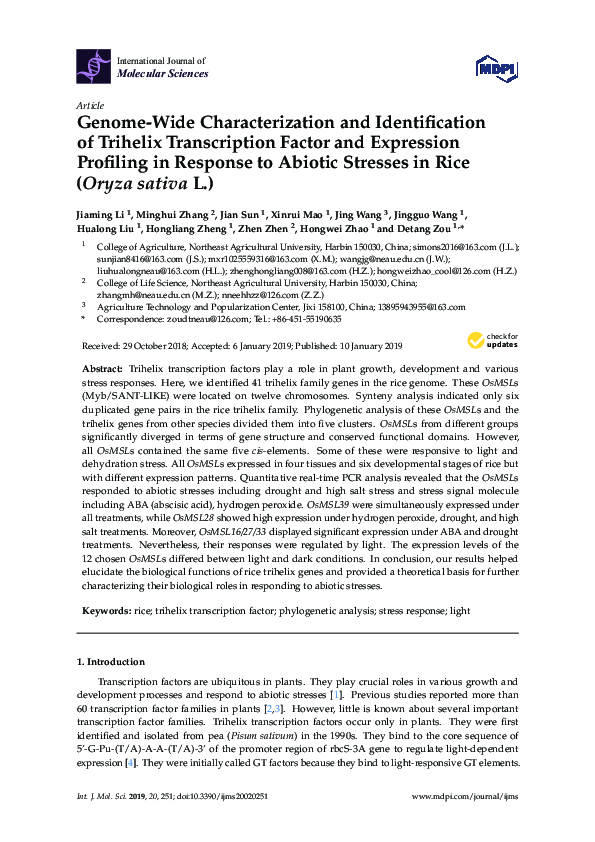 (PDF) Genome-Wide Characterization and Identification of Trihelix ...
