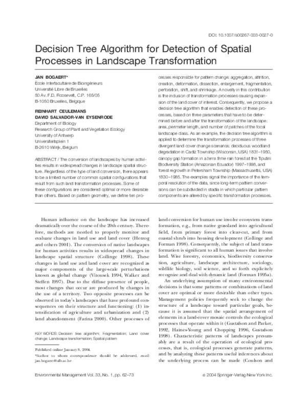 (PDF) Decision Tree Algorithm for Detection of Spatial Processes in ...