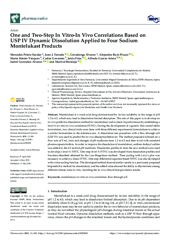 (PDF) One and Two-Step In Vitro-In Vivo Correlations Based on USP IV ...