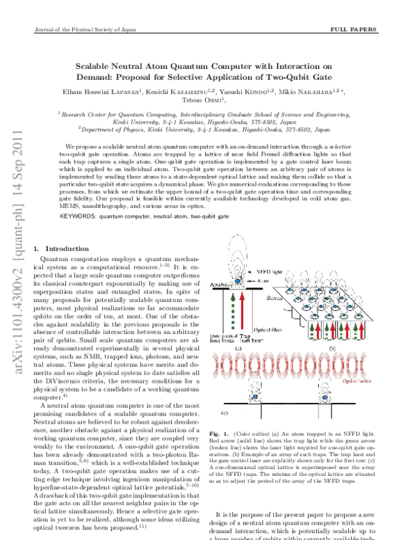 (PDF) Scalable Neutral Atom Quantum Computer with Interaction on Demand ...