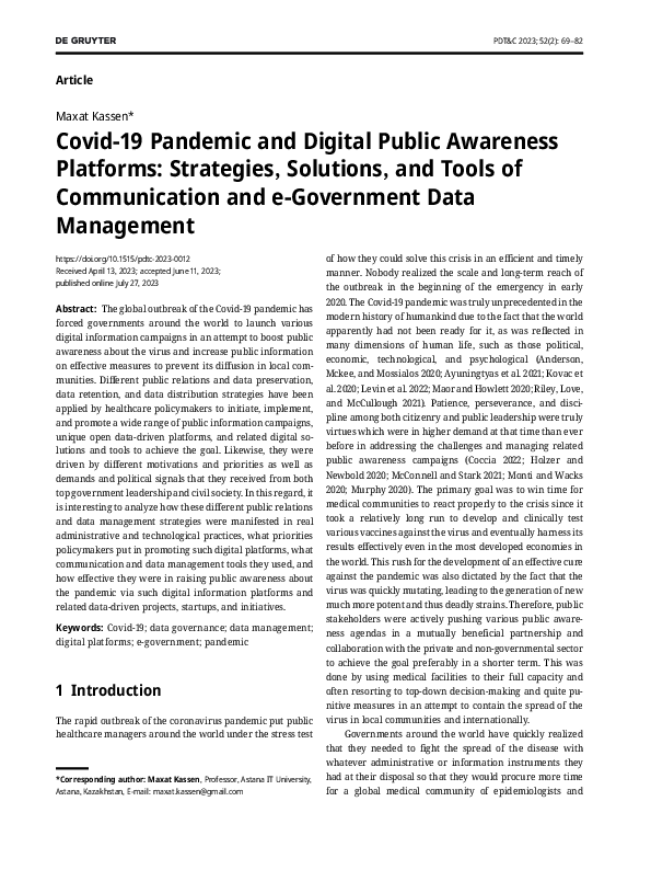 (PDF) Covid-19 pandemic and digital public awareness platforms ...