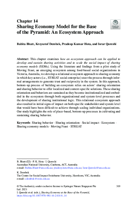(PDF) Sharing Economy Model for the Base of the Pyramid: An Ecosystem ...