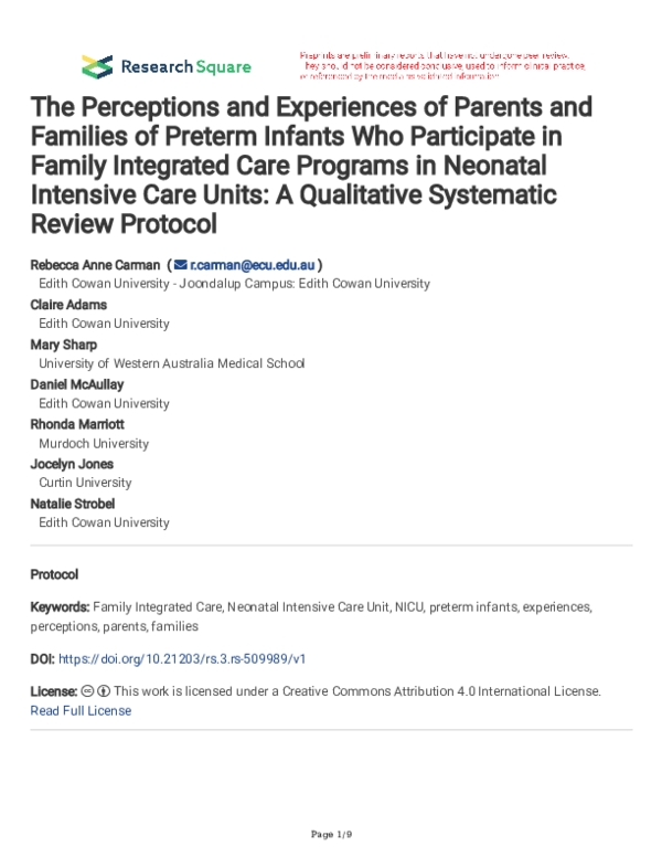 (PDF) The Perceptions and Experiences of Parents and Families of ...