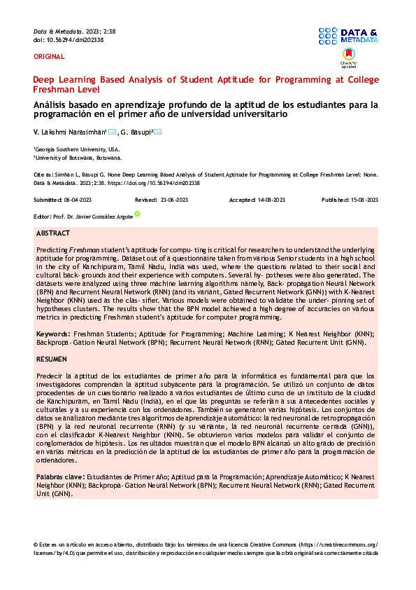 (PDF) Deep Learning Based Analysis of Student Aptitude for Programming ...