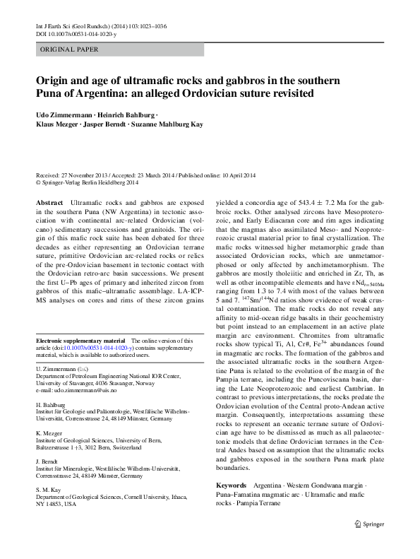 (PDF) Origin and age of ultramafic rocks and gabbros in the southern ...