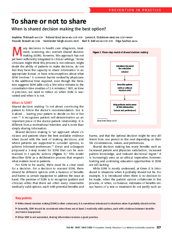 (PDF) To share or not to share: When is shared decision making the best ...