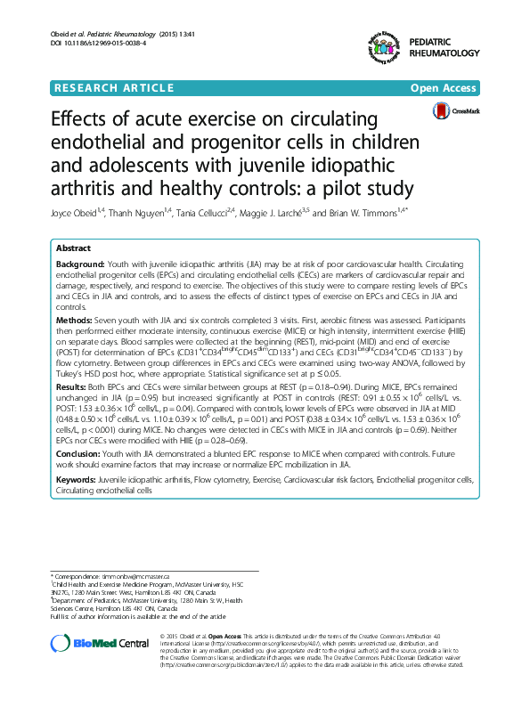 (PDF) Effects of acute exercise on circulating endothelial and ...