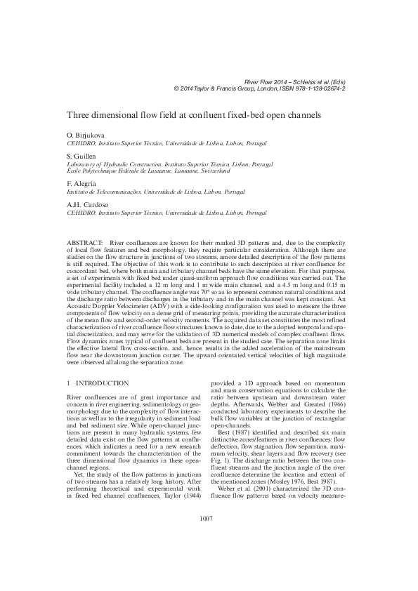 (PDF) Three dimensional flow field at confluent fixed-bed open channels