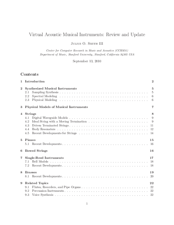 (PDF) Virtual Acoustic Musical Instruments: Review and Update