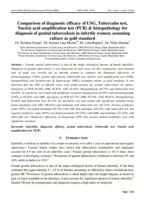 (PDF) Comparison Of Diagnostic Efficacy Of Usg, Tuberculin Test ...